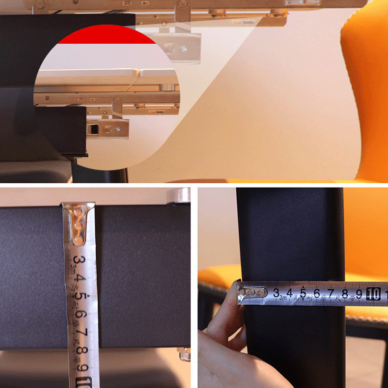 Contemporary Style Sintered Stone Dining Table with Grey Fixed Table and 4 Black Legs Base