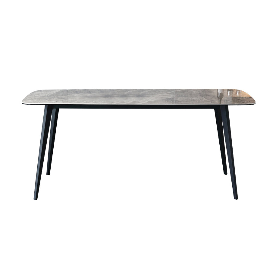 Contemporary Style Sintered Stone Dining Table with Grey Fixed Table and 4 Legs Base