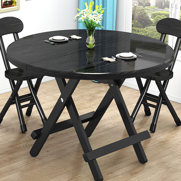 Contemporary Style Traditional Height Dining Set with Black Folding Table and Chairs