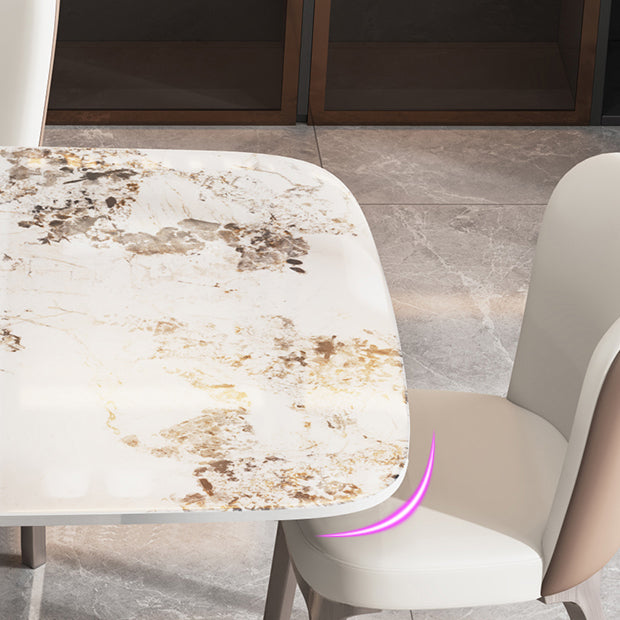 Dining Room Set Contemporary with Sintered Stone Dining Table and Cushion Chairs