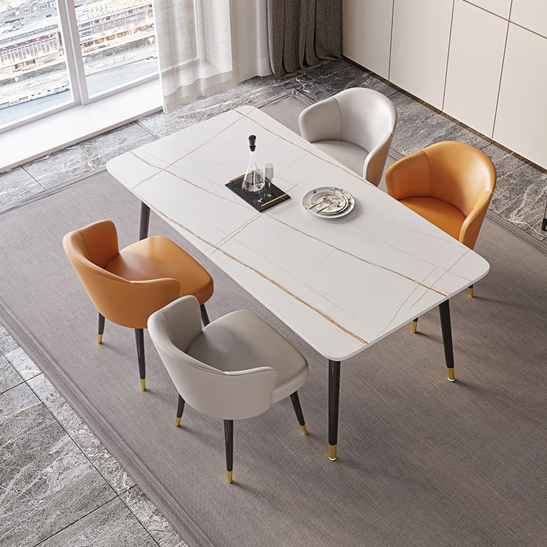 Minimalist Style Dining Set with Rectangle Shape Table and Upholstered Chairs