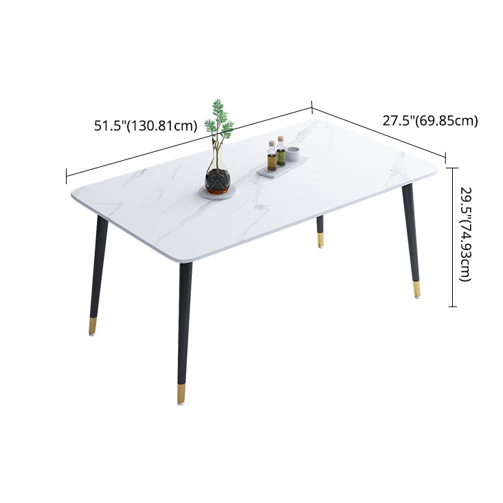 Minimalist Style Dining Set with Rectangle Shape Table and Upholstered Chairs