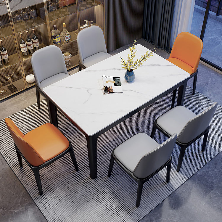 Dining Room Sets Contemporary with Sintered Stone Dining Table and Padded Chairs