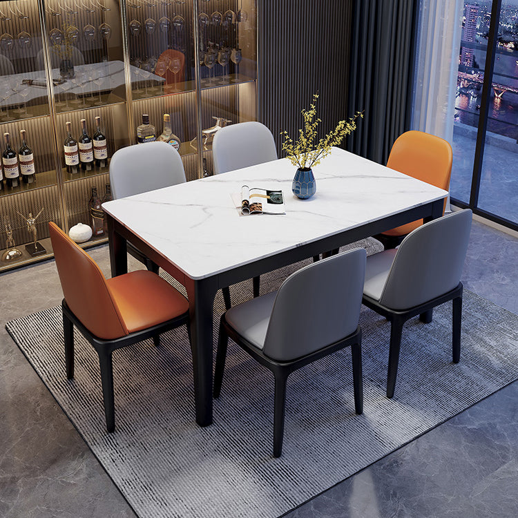 Dining Room Sets Contemporary with Sintered Stone Dining Table and Padded Chairs