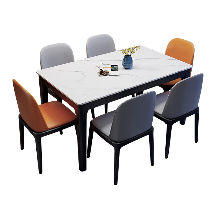 Dining Room Sets Contemporary with Sintered Stone Dining Table and Padded Chairs