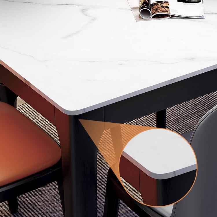 Dining Room Sets Contemporary with Sintered Stone Dining Table and Padded Chairs