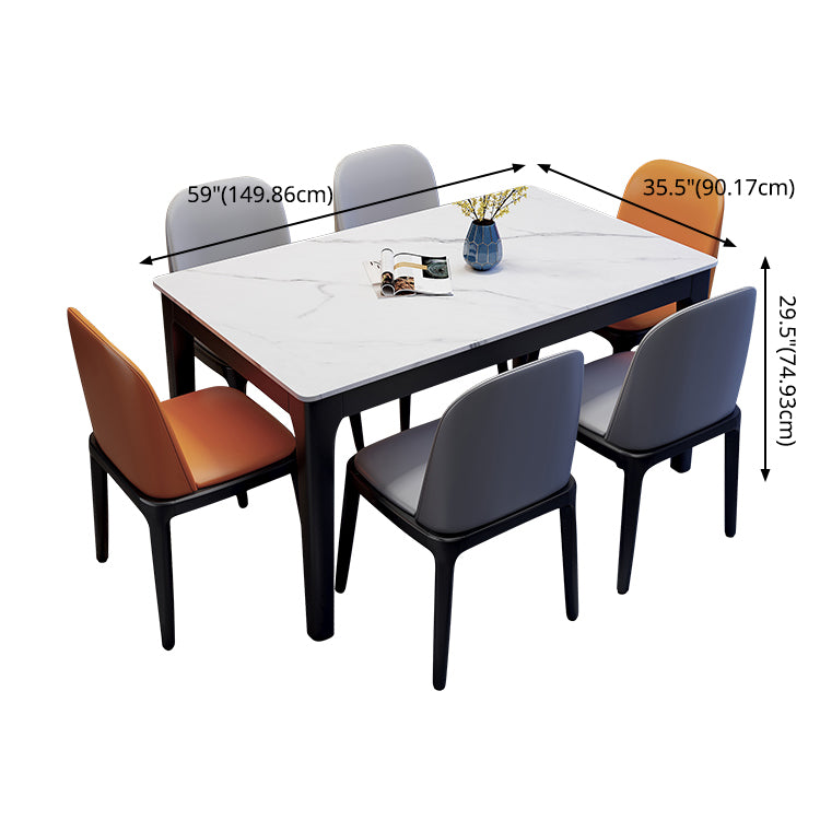 Dining Room Sets Contemporary with Sintered Stone Dining Table and Padded Chairs