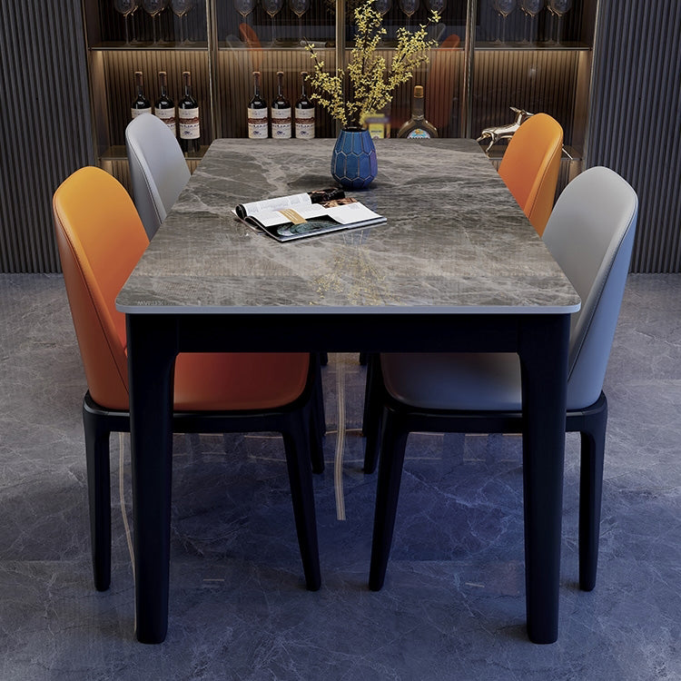 Dining Table Sets Contemporary with Sintered Stone Table and Cushion Chairs