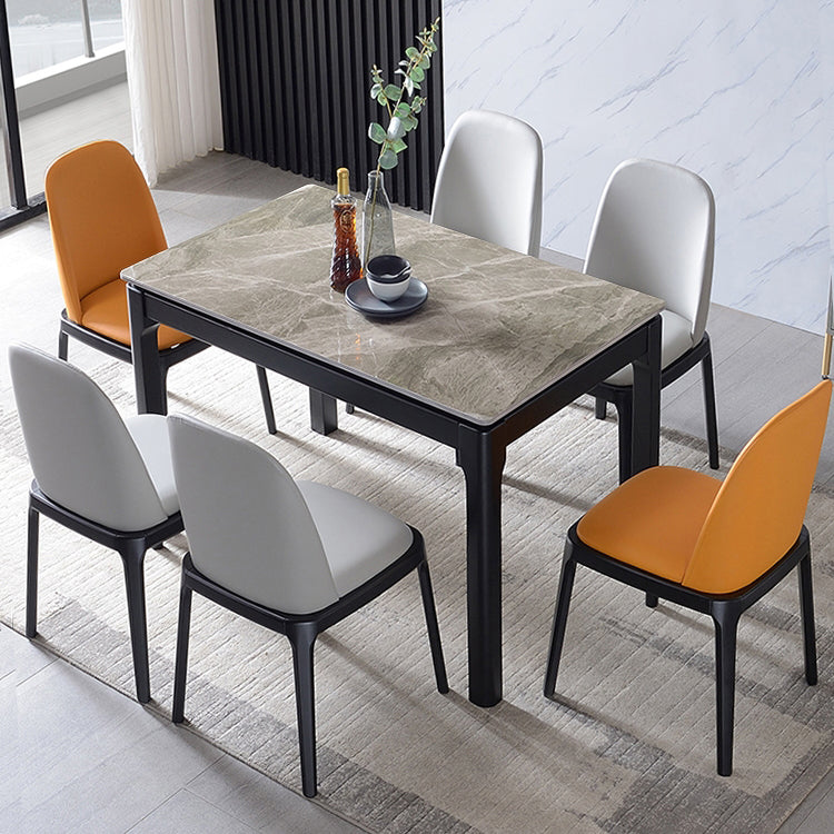 Dining Table Sets Contemporary with Sintered Stone Table and Cushion Chairs