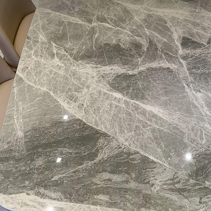 Minimalist Style Table Set with Sintered Stone Table and Upholstered Chairs