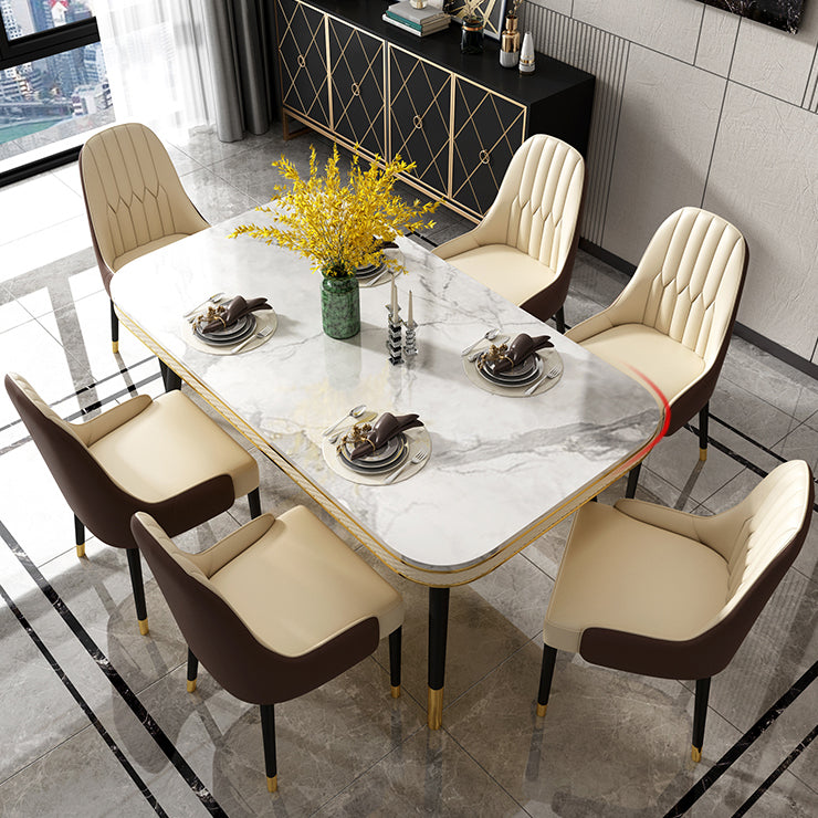 Contemporary Dining Table Sets with Sintered Stone Table and Cushion Chairs