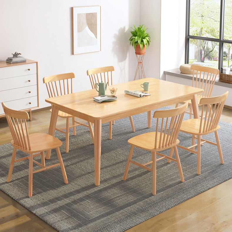 Modern Wood Dining Table Set of 5/7 with Rectangle Table Dining Set with Winsor Chairs