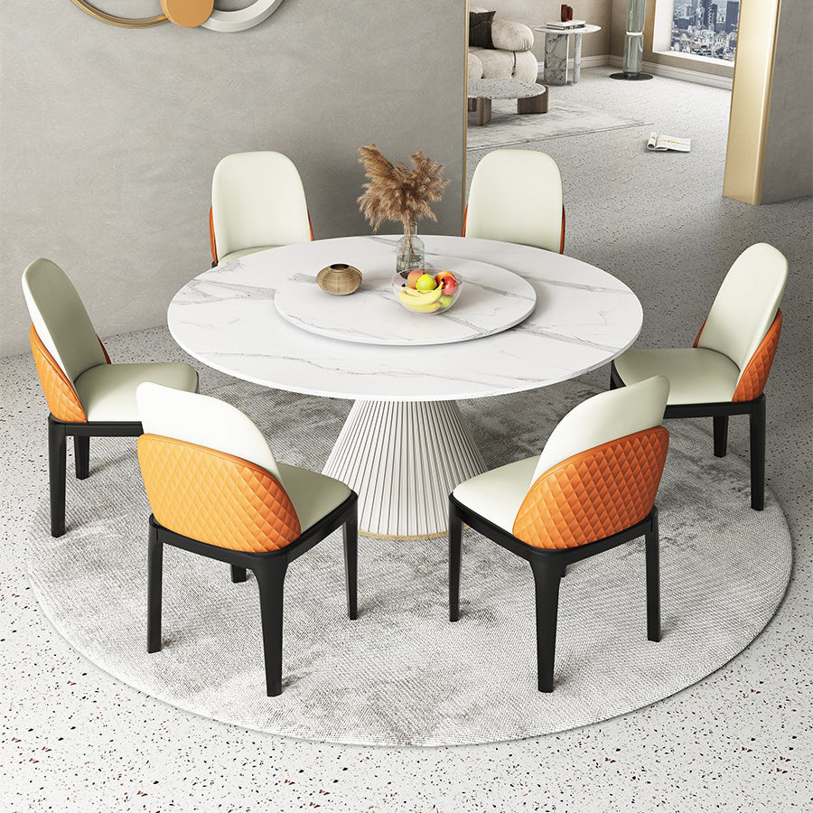Nordic Round Sintered Stone Dining Table for 4/6 with Pedestal Base Dining Set for Restaurant