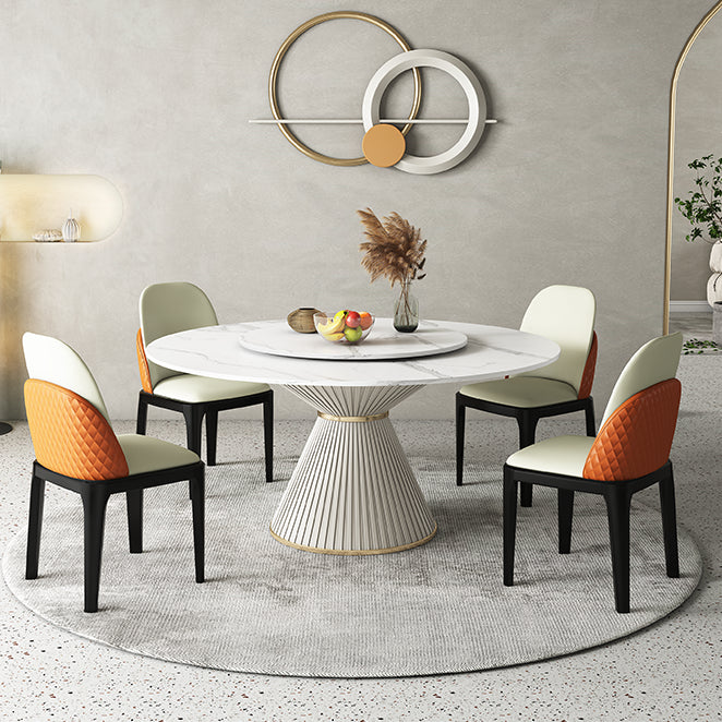 Nordic Round Sintered Stone Dining Table for 4/6 with Pedestal Base Dining Set for Restaurant