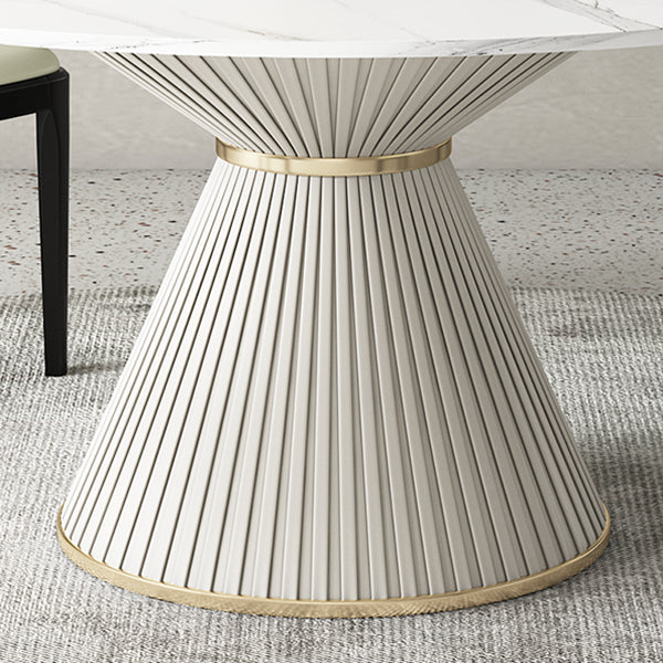 Nordic Round Sintered Stone Dining Table for 4/6 with Pedestal Base Dining Set for Restaurant