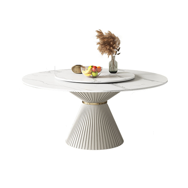 Nordic Round Sintered Stone Dining Table for 4/6 with Pedestal Base Dining Set for Restaurant