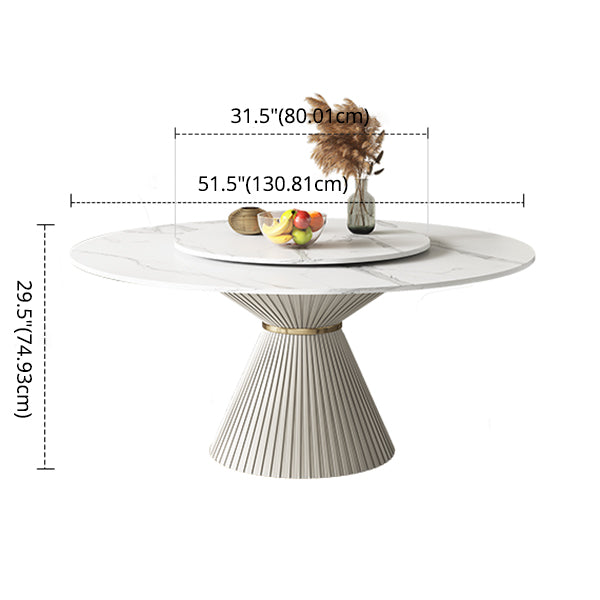 Nordic Round Sintered Stone Dining Table for 4/6 with Pedestal Base Dining Set for Restaurant