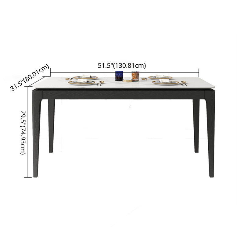 Modern White & Black Sintered Stone Dining Set Rectangle Shape Standard Dining Set for Kitchen