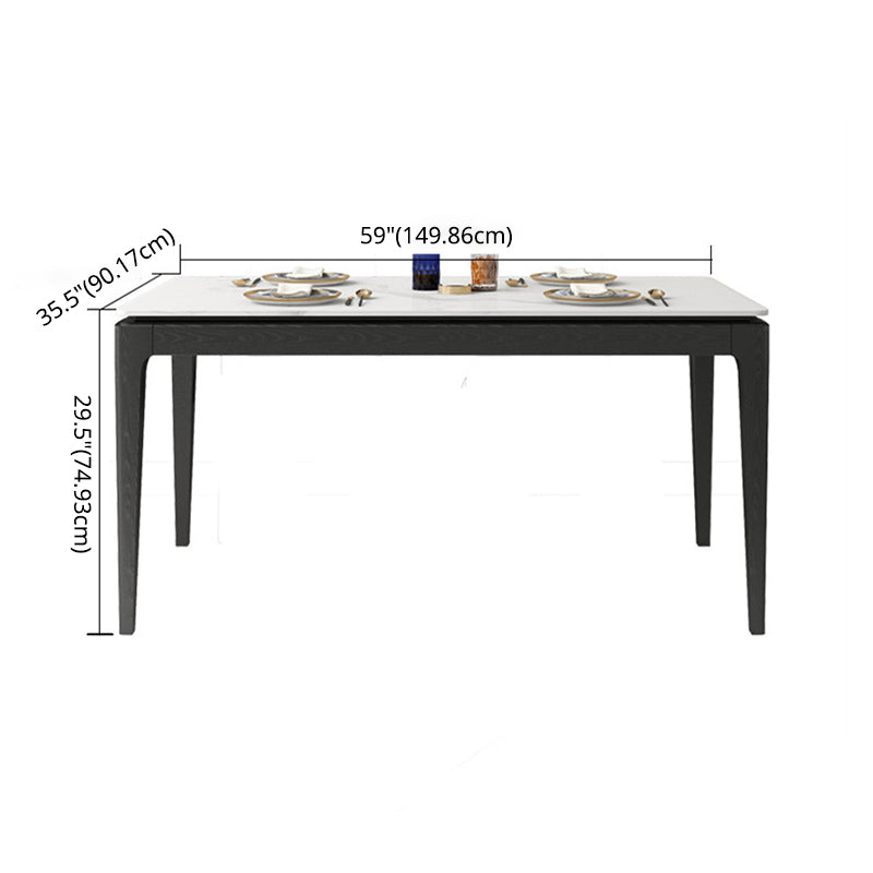 Modern White & Black Sintered Stone Dining Set Rectangle Shape Standard Dining Set for Kitchen