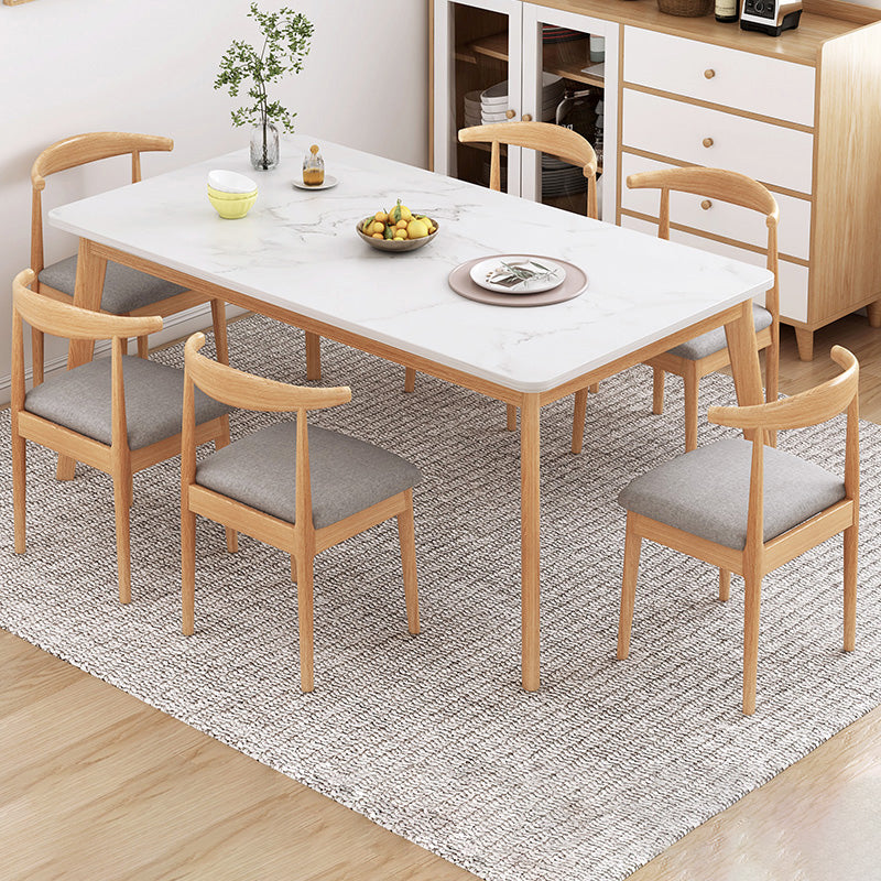Minimalist Standard Kitchen Dining Set MDF Rectangle Shape Dining Set with 4 Legs Base