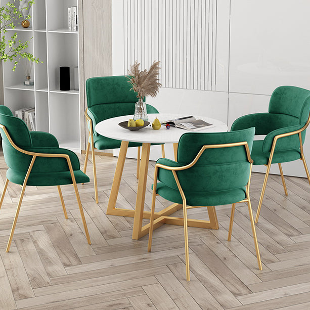 Traditional Faux Marble Top Dining Set with Gold Metallic Legs for Dining Furniture