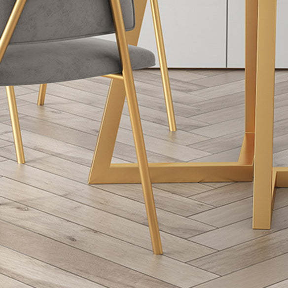 Traditional Faux Marble Top Dining Set with Gold Metallic Legs for Dining Furniture