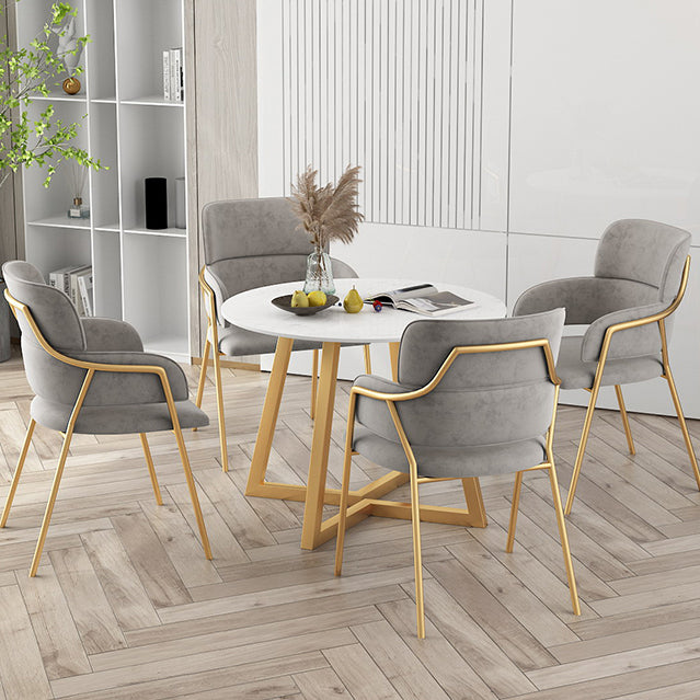 Traditional Faux Marble Top Dining Set with Gold Metallic Legs for Dining Furniture