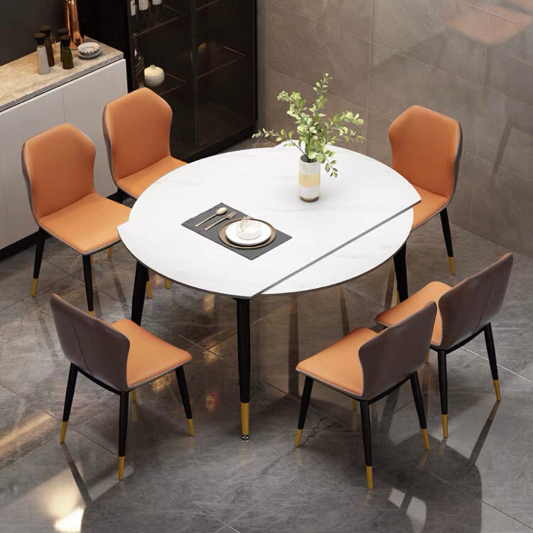 Modern Kitchen Sintered Stone Furniture of Standard Height Space-Saving Dining Room Table Set