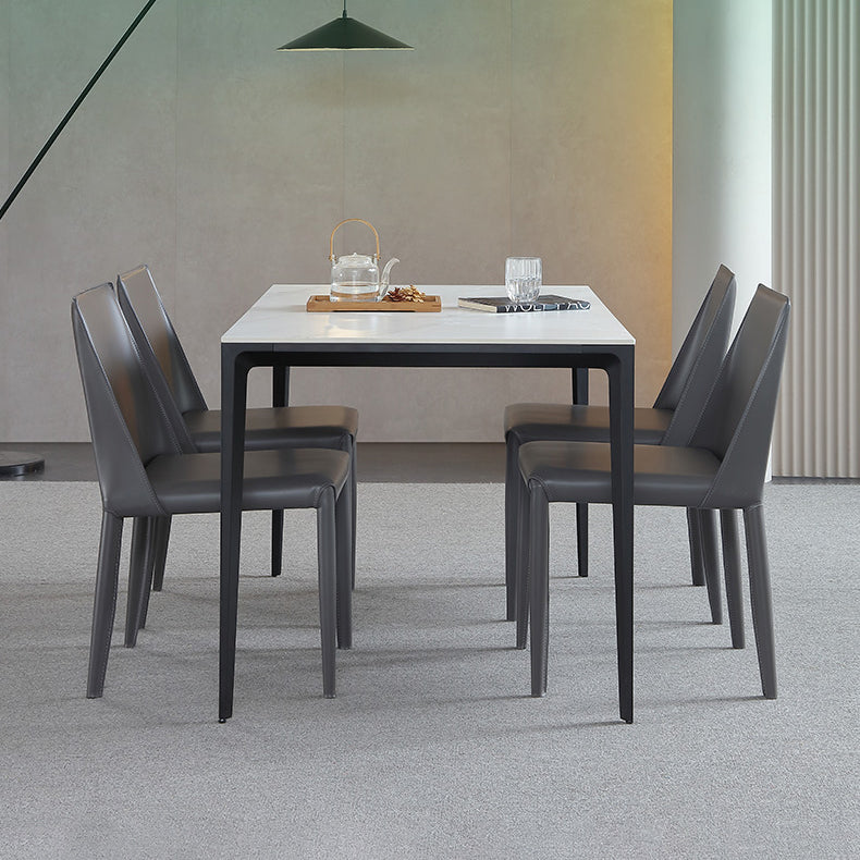 Standard Height Sintered Stone Top Dining Set with 4 Black Metallic Legs for Dining Furniture
