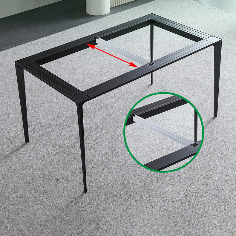 Standard Height Sintered Stone Top Dining Set with 4 Black Metallic Legs for Dining Furniture