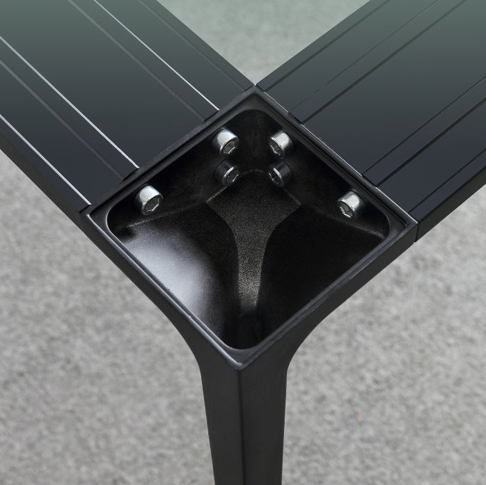 Standard Height Sintered Stone Top Dining Set with 4 Black Metallic Legs for Dining Furniture