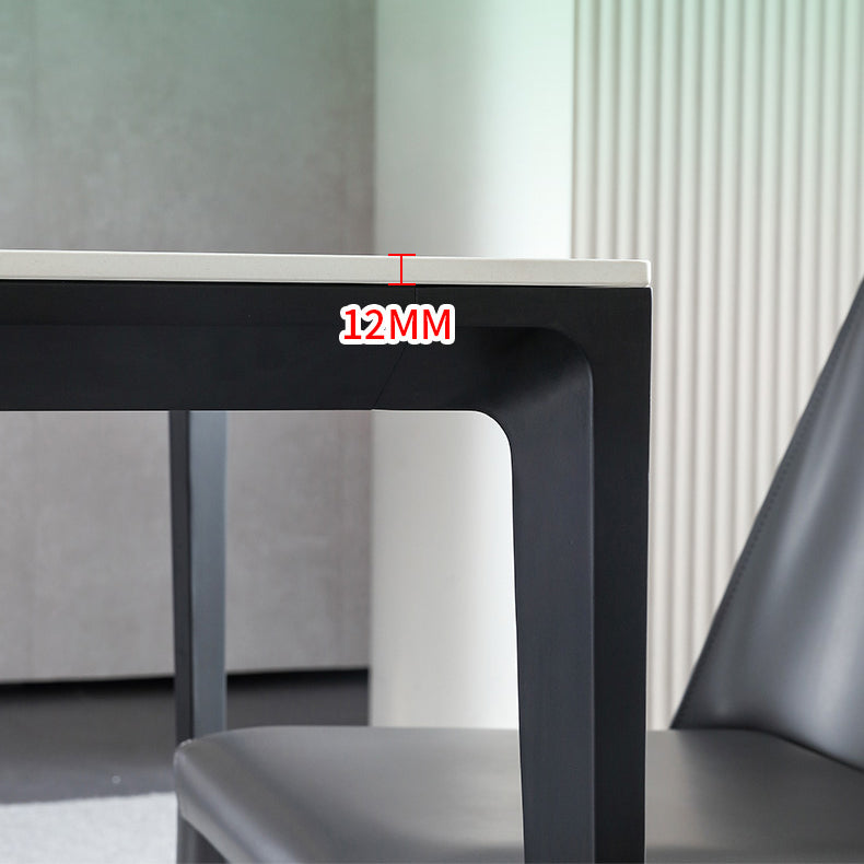 Standard Height Sintered Stone Top Dining Set with 4 Black Metallic Legs for Dining Furniture