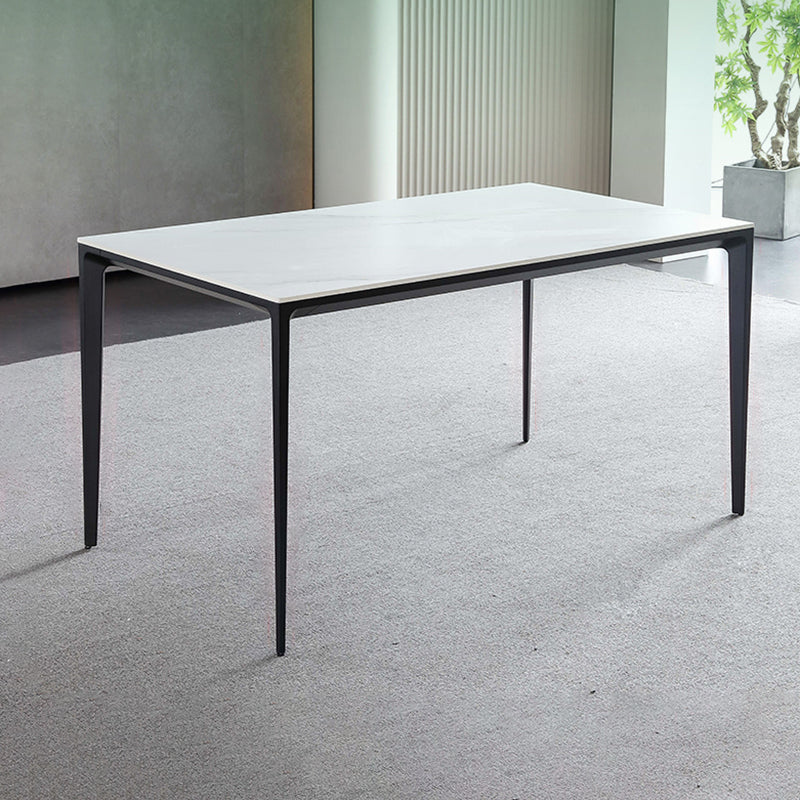 Standard Height Sintered Stone Top Dining Set with 4 Black Metallic Legs for Dining Furniture