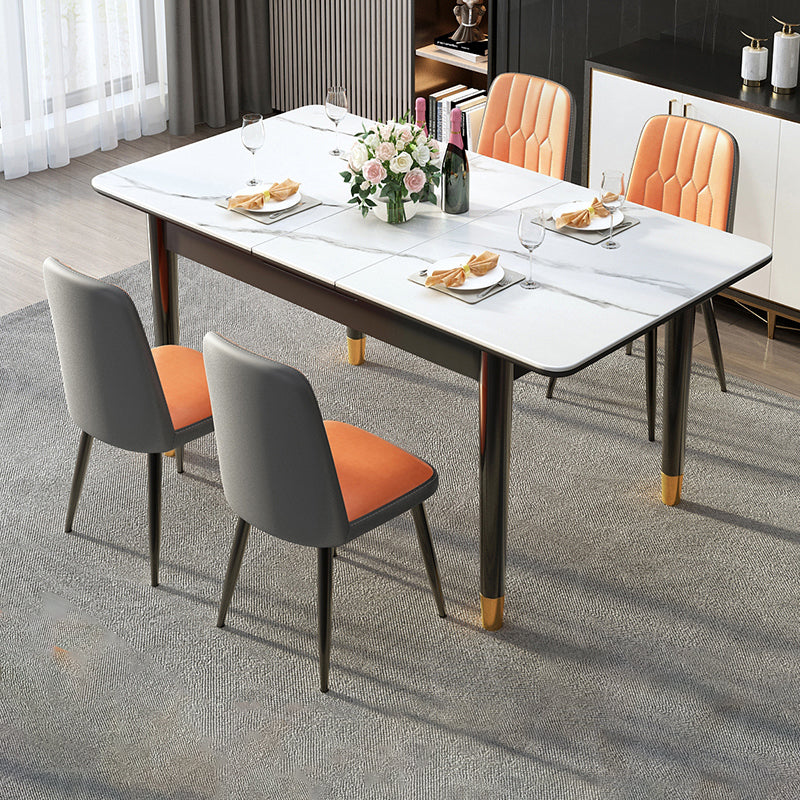 Kitchen Modern Sintered Stone Top Dining Table of Traditional Height with Collapsible Dining Sets