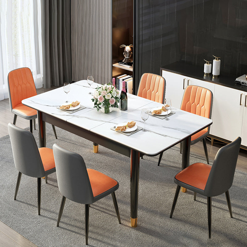 Kitchen Modern Sintered Stone Top Dining Table of Traditional Height with Collapsible Dining Sets