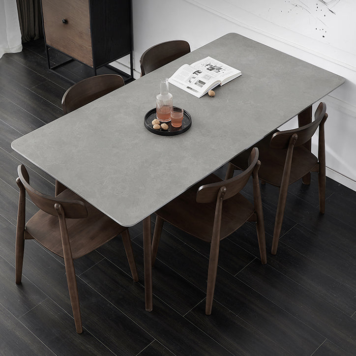 Standard Sintered Stone Dining Room Set with 4 Black Metallic Legs for Kitchen Furniture