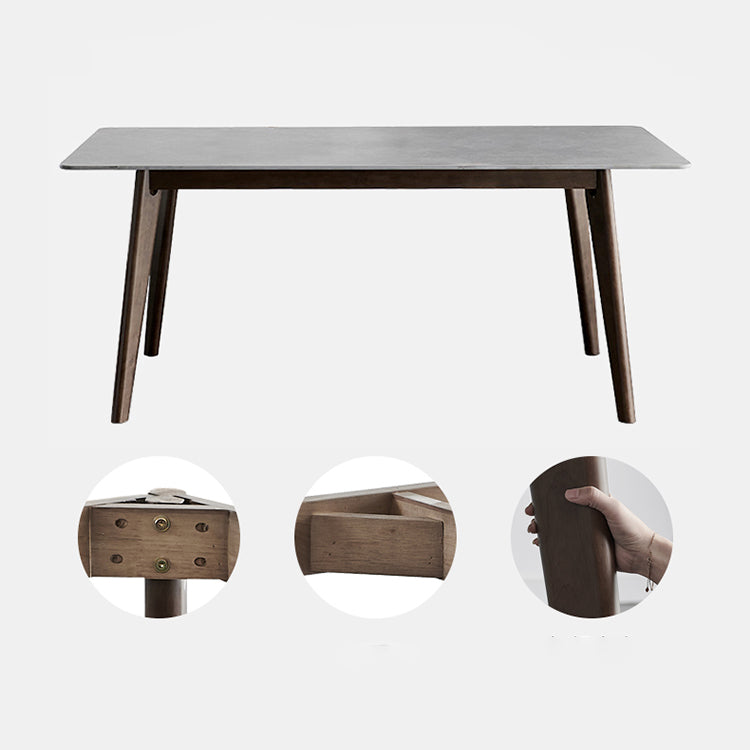 Standard Sintered Stone Dining Room Set with 4 Black Metallic Legs for Kitchen Furniture