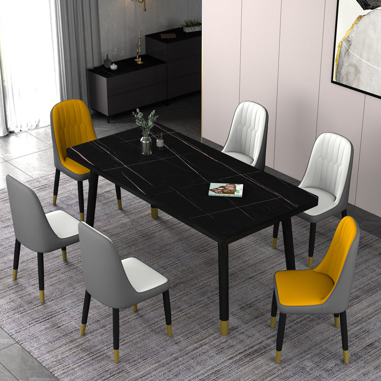 Dining Room Set Nordic Sintered Stone Rectangular Dining Table with Trestle Base