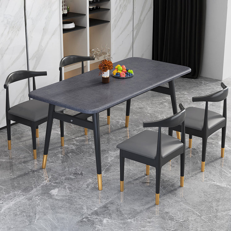 Rectangular Scandinavian Sintered Stone Dining Room Set Dining Furniture with 4 Legs Base