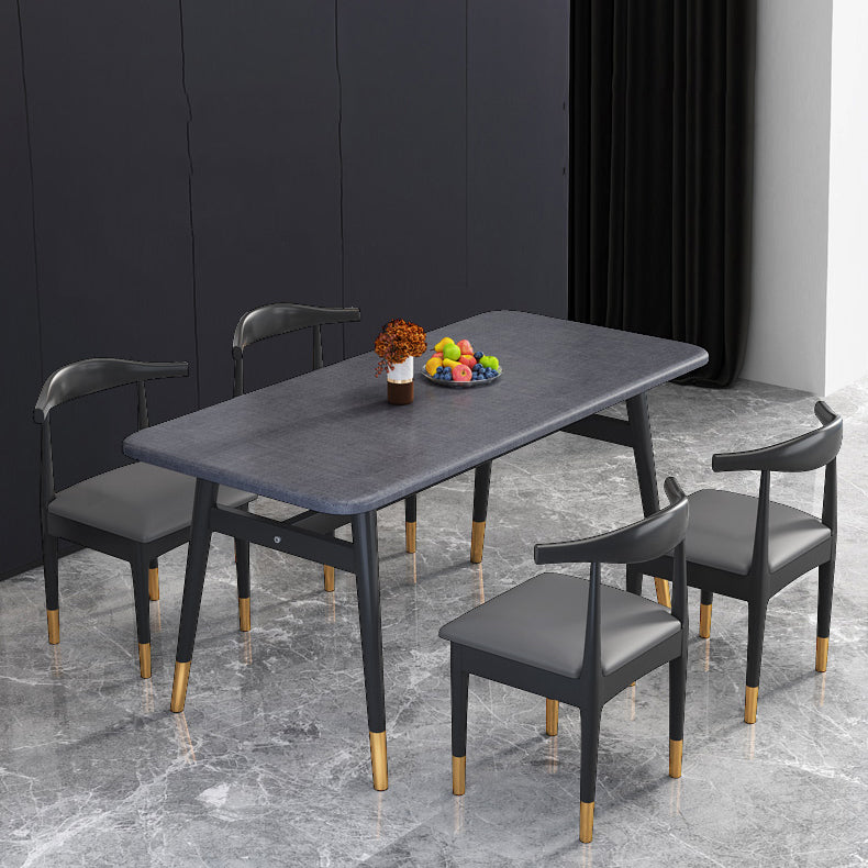 Rectangular Scandinavian Sintered Stone Dining Room Set Dining Furniture with 4 Legs Base