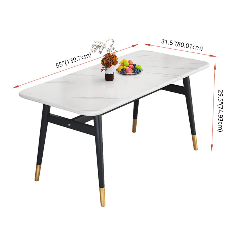 Rectangular Scandinavian Sintered Stone Dining Room Set Dining Furniture with 4 Legs Base