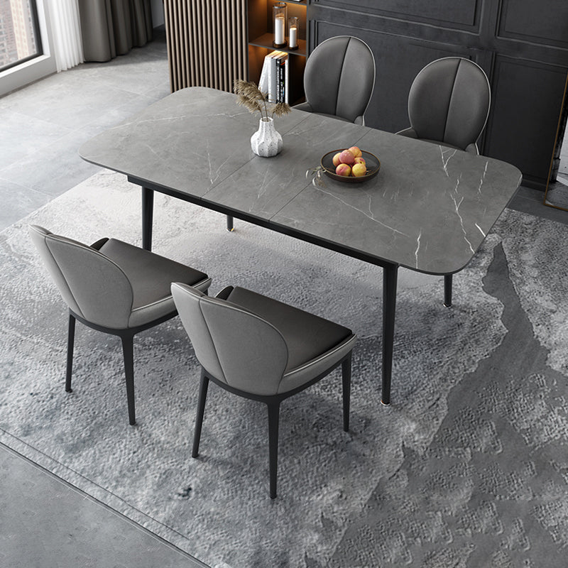 Modern Style Sintered Stone Dining Table Set Extendable Rectangular Dining Table with Trestle Base