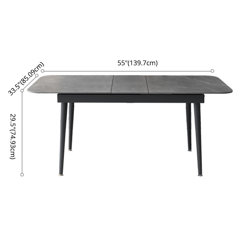 Modern Style Sintered Stone Dining Table Set Extendable Rectangular Dining Table with Trestle Base