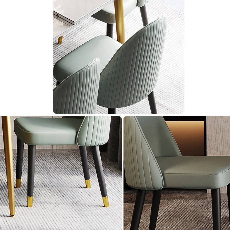 Scandinavian Style Sintered Stone Rectangle Dining Set with 4 Gold Legs Base