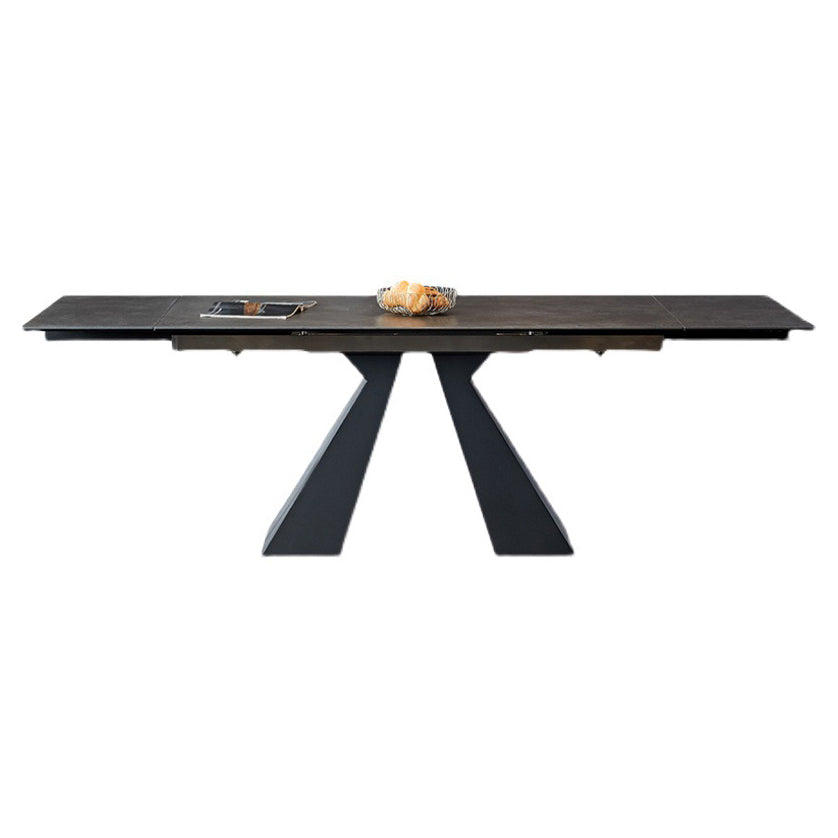 Modern Rattan Standard Dining Set with Rectangle Table and Solid Back Chairs Dining Set