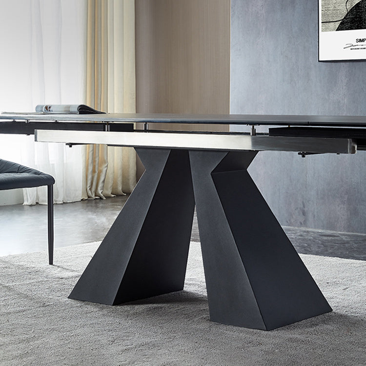 Modern Rattan Standard Dining Set with Rectangle Table and Solid Back Chairs Dining Set