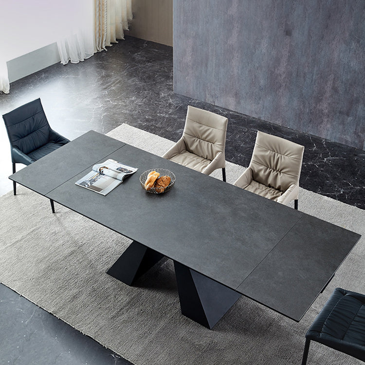 Modern Rattan Standard Dining Set with Rectangle Table and Solid Back Chairs Dining Set