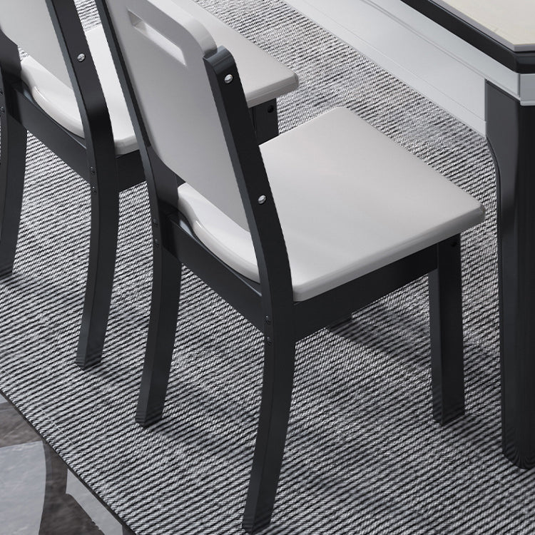 7 Pcs Modern Dining Room Set with Round Table and 4 Legs Base Dining Set with Armless Chairs