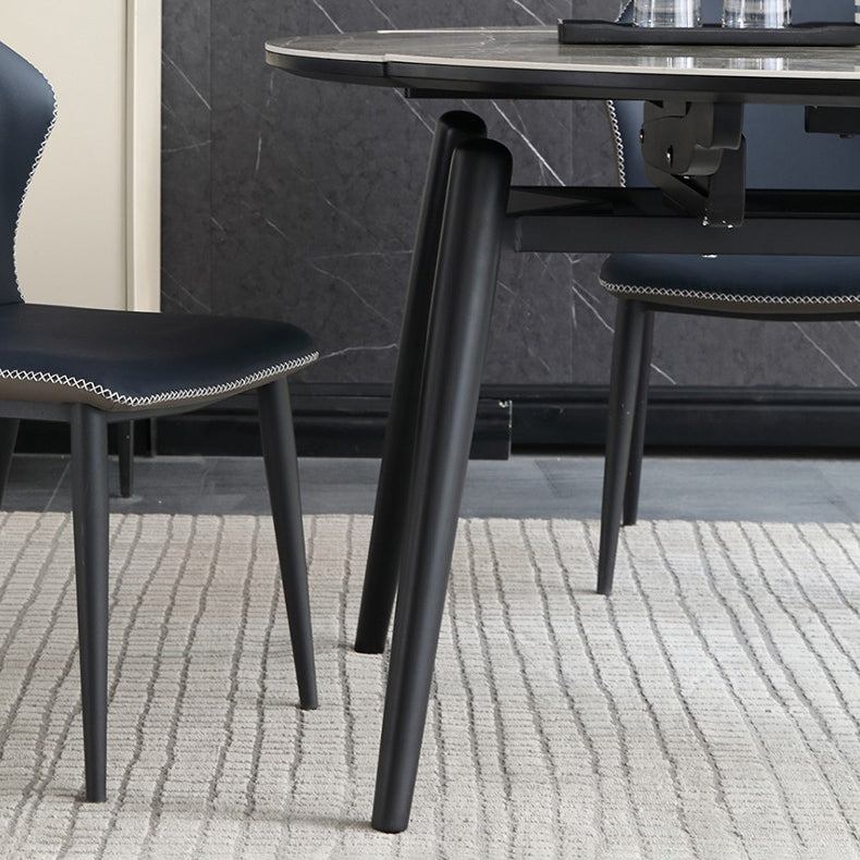 Modern Metal Dining Room Set Standard Height Black Legs Dining Set with Rectangle Table