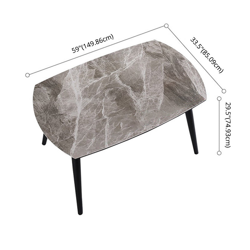 Modern Metal Dining Room Set Standard Height Black Legs Dining Set with Rectangle Table